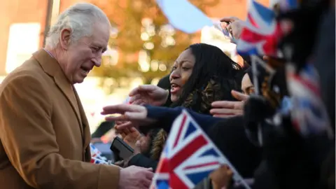 PA Media King Charles greets crowds outside Luton Town Hall