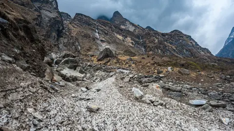 Getty Images A study has linked larger and frequent landslides in high mountains of Asia to retreat of glaciers