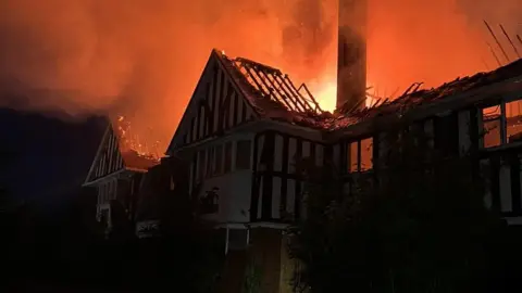 Dovercourt Fire Station View of the fire from ground level