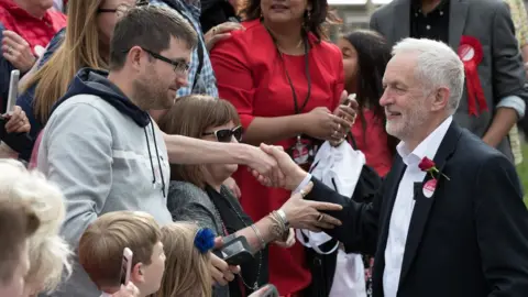 Getty Images Jeremy Corbyn at a rally