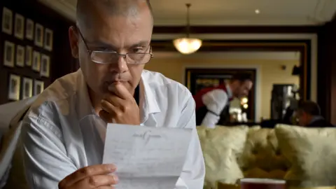 BBC Martin Hopley in the Knight's Bar in central London, where he likes to write replies to the most sensitive letters he receives