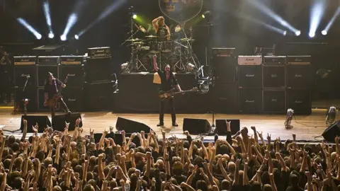 Getty Images CIVIC HALL Photo of MOTORHEAD and LEMMY and Phil CAMPBELL and Mikkey DEE, Group performing on stage 2008