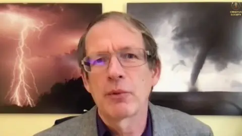 YouTube/Creative Society US meteorologist Jeff Masters delivers pre-recorded remarks at a Creative Society conference
