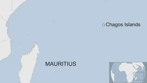 Map showing Mauritius and the Chagos Islands