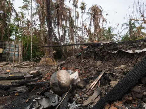 Picture of burnt out village Alel Than Kyaw in Myanmar