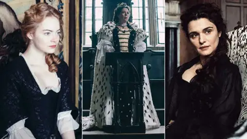 Fox Emma Stone, Olivia Colman and Rachel Weisz in The Favourite