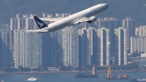 Reuters plane takes off from HK