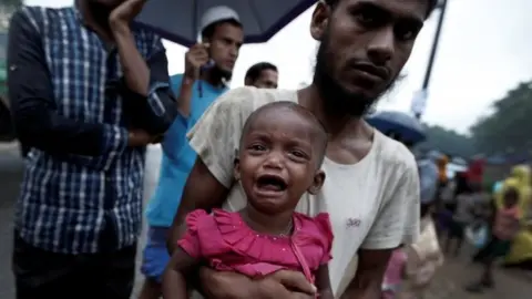 Reuters Rohingya refugees arrive at a camp in Cox's Bazar, Bangladesh. Photo: 28 September 2017