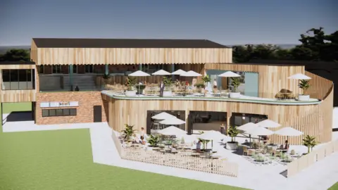 Roberts Limbrick A mock up of a refurbished stand at Newmarket's July Course