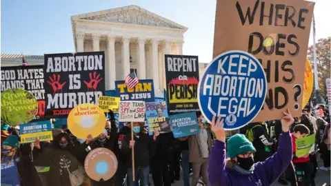 Getty Images Protesters at the Supreme Court