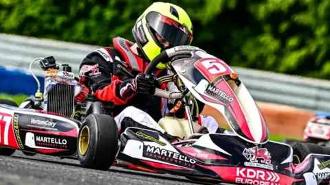 Alex Stephenson Euan Stephenson racing in a kart