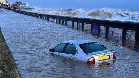 Karl Shanon A car floating on South Promenade, Hornsea