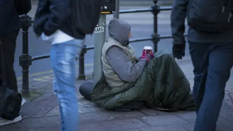 Getty Images A homeless man in Manchester