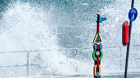 Sue Stacey Waves spray at Old Colwyn