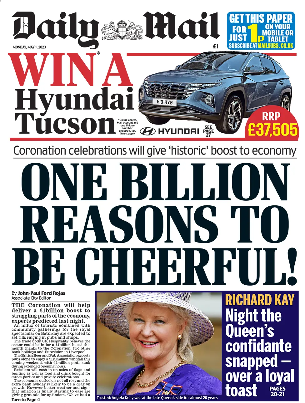 Front page of the Daily Mail