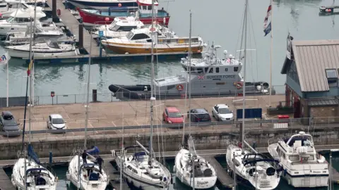 Gareth Fuller/PA View of a Border Force patrol boat in Dover Marina, Kent, following seven suspected migrants being rescued from a dinghy off the Kent coast