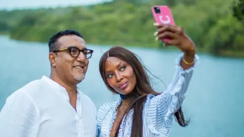 Oliver Valente Kenyan Tourism Minister Najib Balala and Naomi Campbell