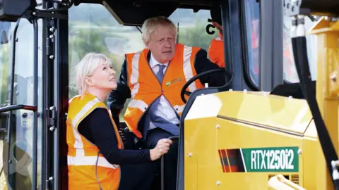 Reuters Boris Johnson and Nadine Dorries at a farm in North Dorset