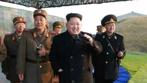 KCNA North Korean leader Kim Jong-un inspects military drills