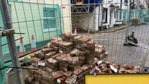 The safety barriers in Lostwithiel