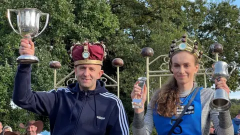 Charles Whalley World Conker champions Ady Hurrell and Jasmine Tetley