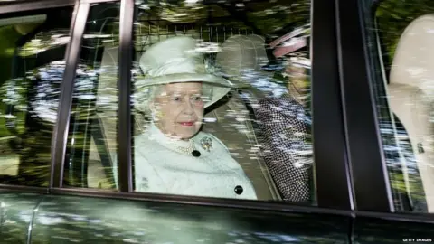 Getty Images The Queen on her way to Crathie Kirk in August 2014