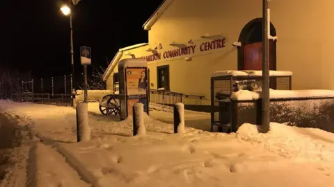 BBC The effects of the snow can be seen in this image in Newtownhamilton, County Armagh