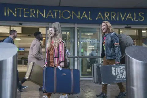 Netflix Fire Saga arrive at Glasgow Airport