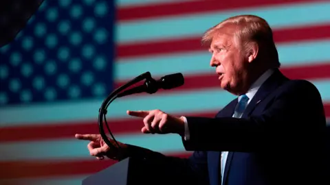 Getty Images President Trump gives a speech a day after the strike on a senior Iranian general