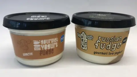The Collective Aldi's yoghurt next to The Collective's product
