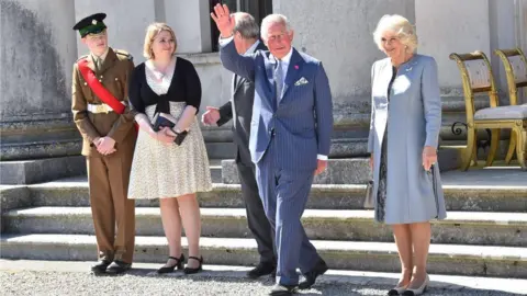 NIO Prince of Wales and Duchess of Cornwall attend a garden party in County Fermanagh, hosted by NI Secretary Karen Bradley, also pictured