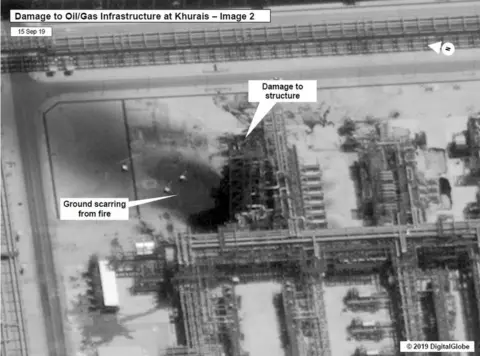 US goverment / Digital Globe This images appears to show damage at the Khurais oil field