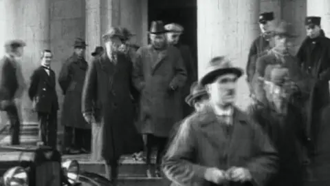 Pathé TDs pictured after one of the Treaty debates.