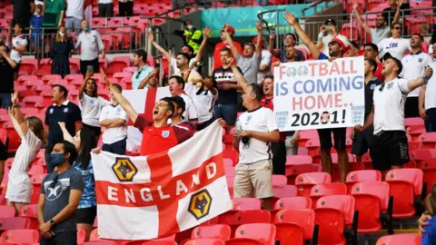 Getty Images Supporters watch England play Croatia at Wembley