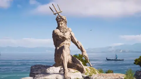 Ubisoft/ Youtube An ancient Greek statue featured in the game