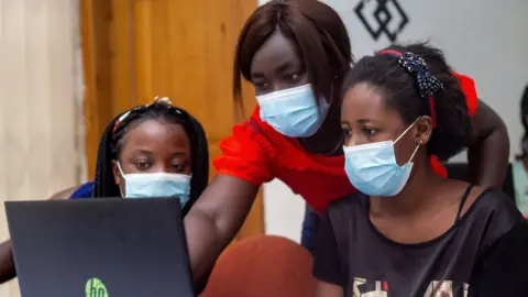 Kumasi Hive Girls attending a session at Kumasi Hive in Kumasi, Ghana