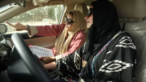 Getty Images Saudi woman taking a driving test in Jeddah (file photo)