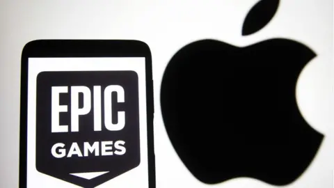 Getty Images Apple and Epic Game logos