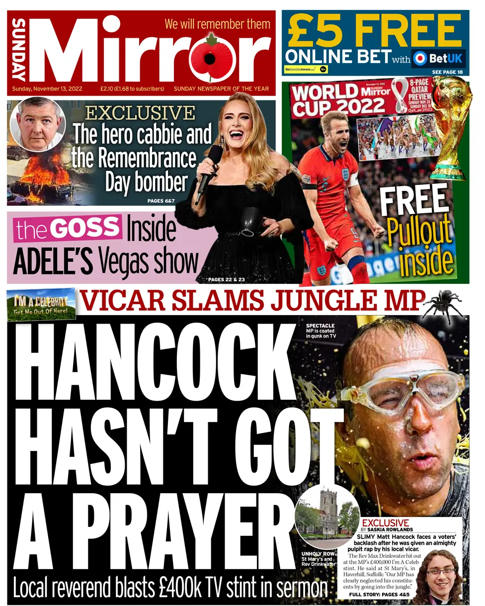 Sunday Mirror front page
