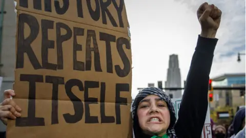 Getty Images Pro-Palestinian protesters in the US, October 2023