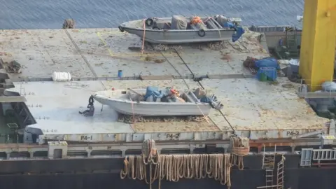 CIC Photograph released by the Saudi-led coalition in Yemen in 2018 purportedly showing speedboats on the deck of the Saviz
