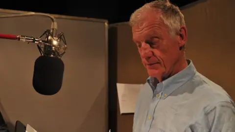 Richard Franklin at the BBC studios recording a Doctor Who audiobook in June 2009