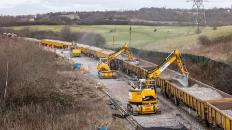 Network Rail Rail improvement works in Morley