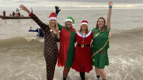 Simon Ward People at the Christmas Day swim in Felixstowe