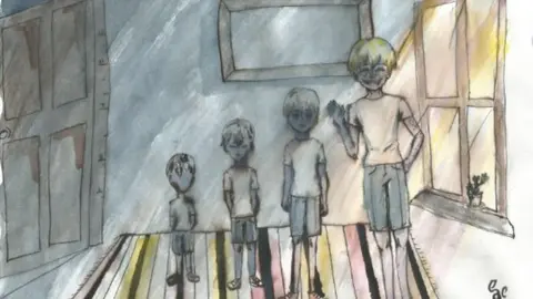 Artwork from Caoileann aged 13 Caoileann, 13, illustrated a story about shrinking children