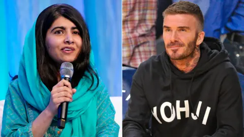 Getty Images Malala Yousafzai and David Beckham