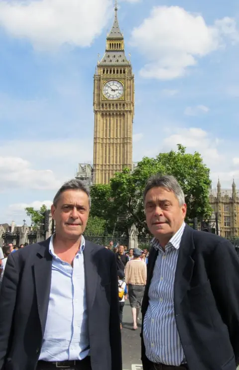 Nick and Chris Ferrey in front of Big Ben