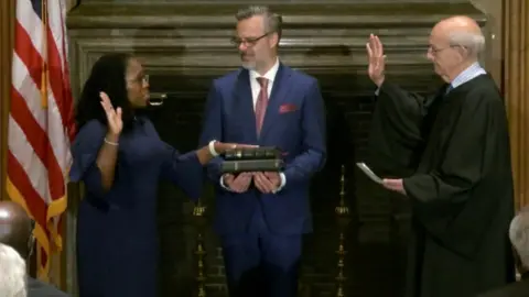 Reuters/US Supreme Court Justice Kentanji Brown Jackson being sworn in to the top court