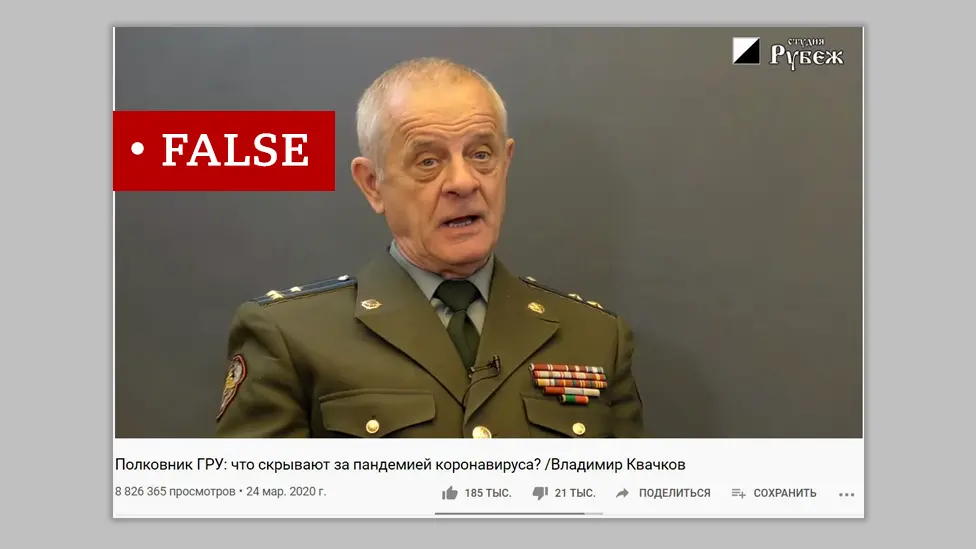 Vladimir Kvachkov, a Russian ex-military intelligence officer in a YouTube interview. Labelled "False"