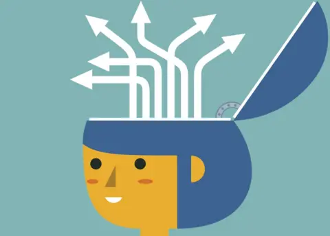 sorbetto/Getty Cartoon shows arrows coming out of woman's head